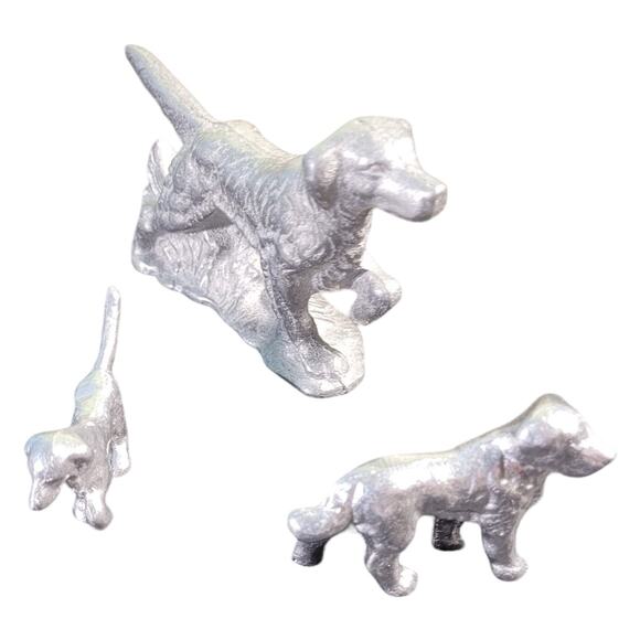 Vintage Cast Aluminum Dog and Puppies Sculpture 5" English Setter Labrador Gift - Picture 4 of 4